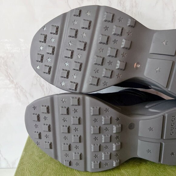 Gucci Rython GG Logo Monogram Mens Sneaker Blue Canvas Leather UK 10/ US 10.5 - Picture 10 of 13